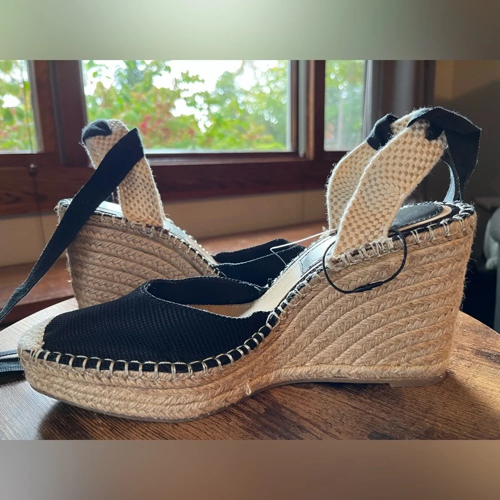 NEW ZARA Ankle Tie Raffia Espadrille Wedge Sandals, 10 - Picture 3 of 12